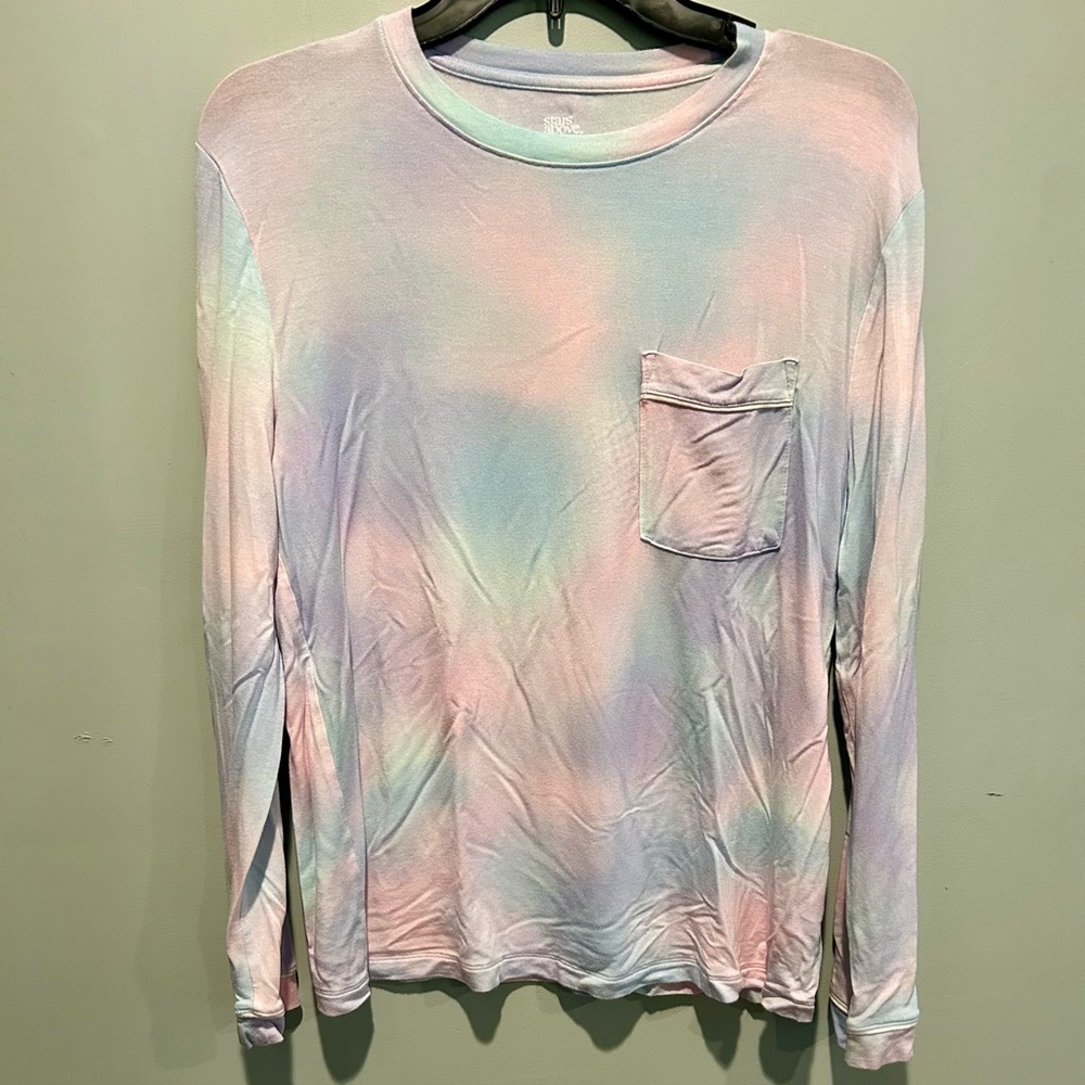 Stars Above Pajama Top Women's Size M Multicolor Sleepwear Long Sleeve Tie Dye